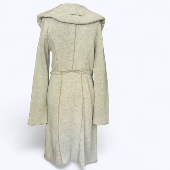 Anthropologie Tiny Grey Wool Blend Ruffle Shawl Collar Sweater Coat SZ M - Picture 9 of 12